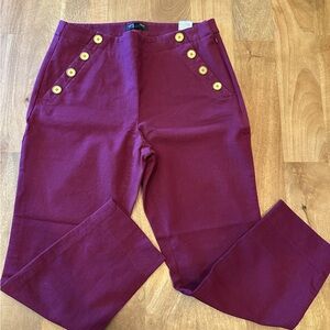 Banana Republic Maroon Sloan Ankle Trouser Pants with Sailor Buttons